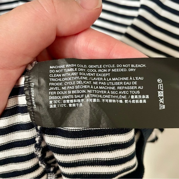 Theory Veran Tact Pique Striped Tee Blue and White Stripe Size XXL - Picture 7 of 9